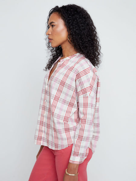 Scarlet Plaid Button-Front Blouse by Renuar