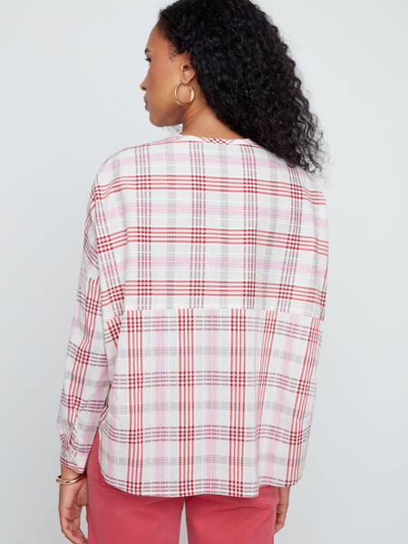 Scarlet Plaid Button-Front Blouse by Renuar