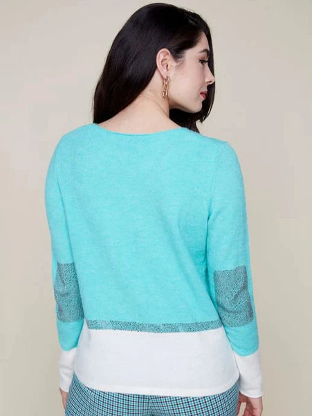 Two Tone Sparkle Sweater Peacock by Renuar