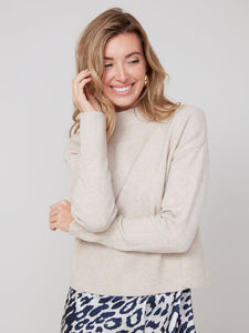 Knitted Comfy Yarn Sweater Heather Oyster by Renuar