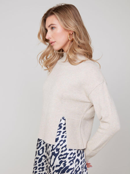 Knitted Comfy Yarn Sweater Heather Oyster by Renuar