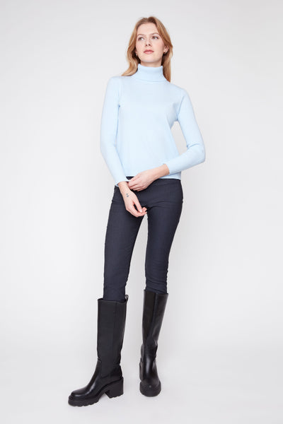 Ribbed Sleeve Turtleneck Sweater Lt Mist by Renuar