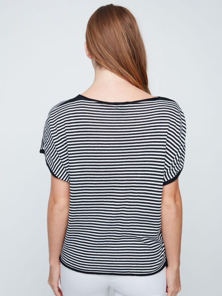 Black & White Stripe Boxy Sweater Tee by Renuar