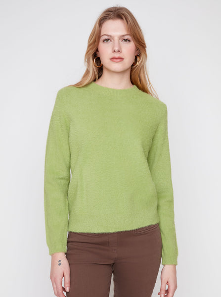 Soft Fuzzy Sweater Green by Renuar