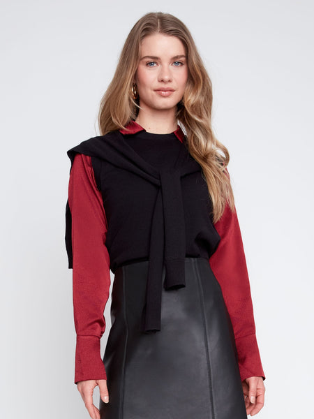 Layered Sweater Look Black by Renuar