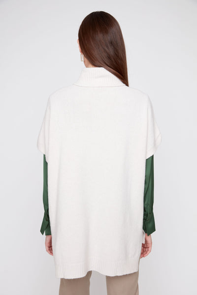 Turtleneck Poncho Sweater Oyster by Renuar