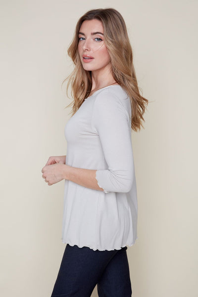 3/4 Sleeve Knit Top Oyster by Renuar