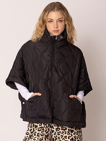 Quilted Cape Poncho Jacket Black by Coastal Couture