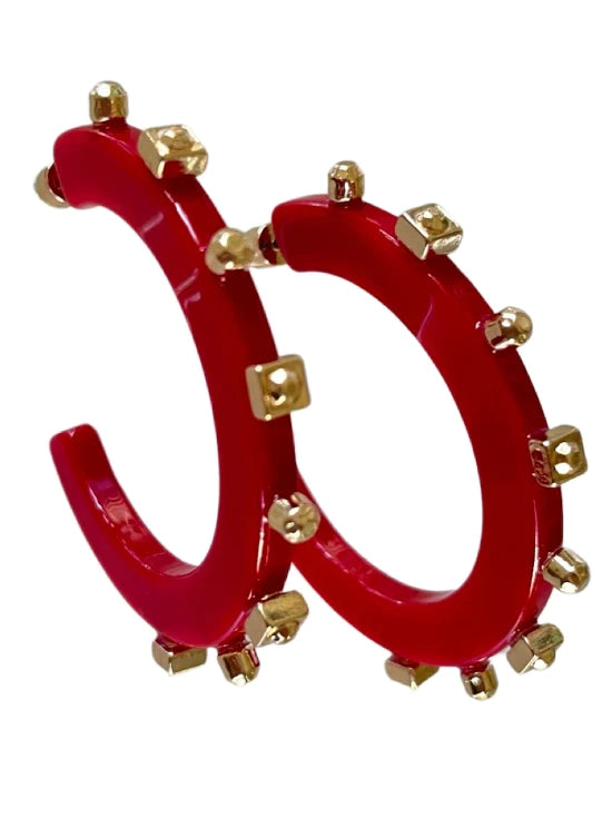 Solid Jewel Hoop Red Small