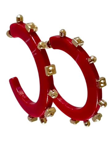 Solid Jewel Hoop Red Large