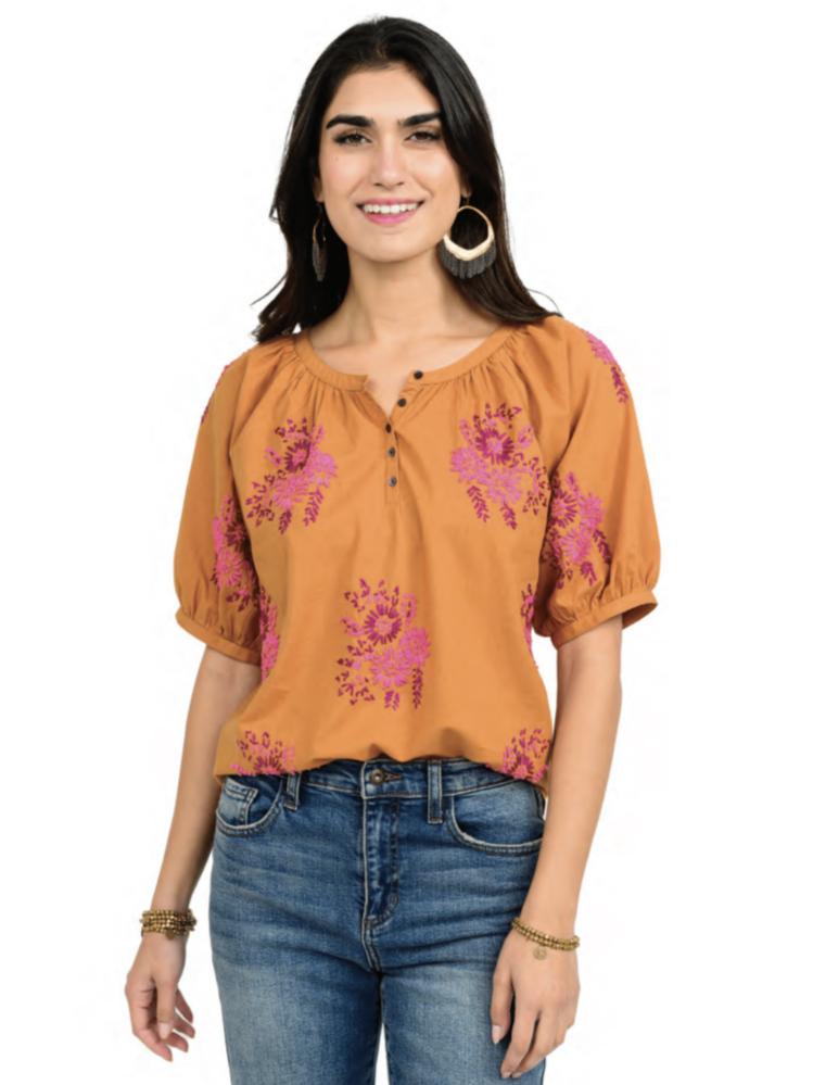 Nita Embroidered Top Copper by Ivy Jane