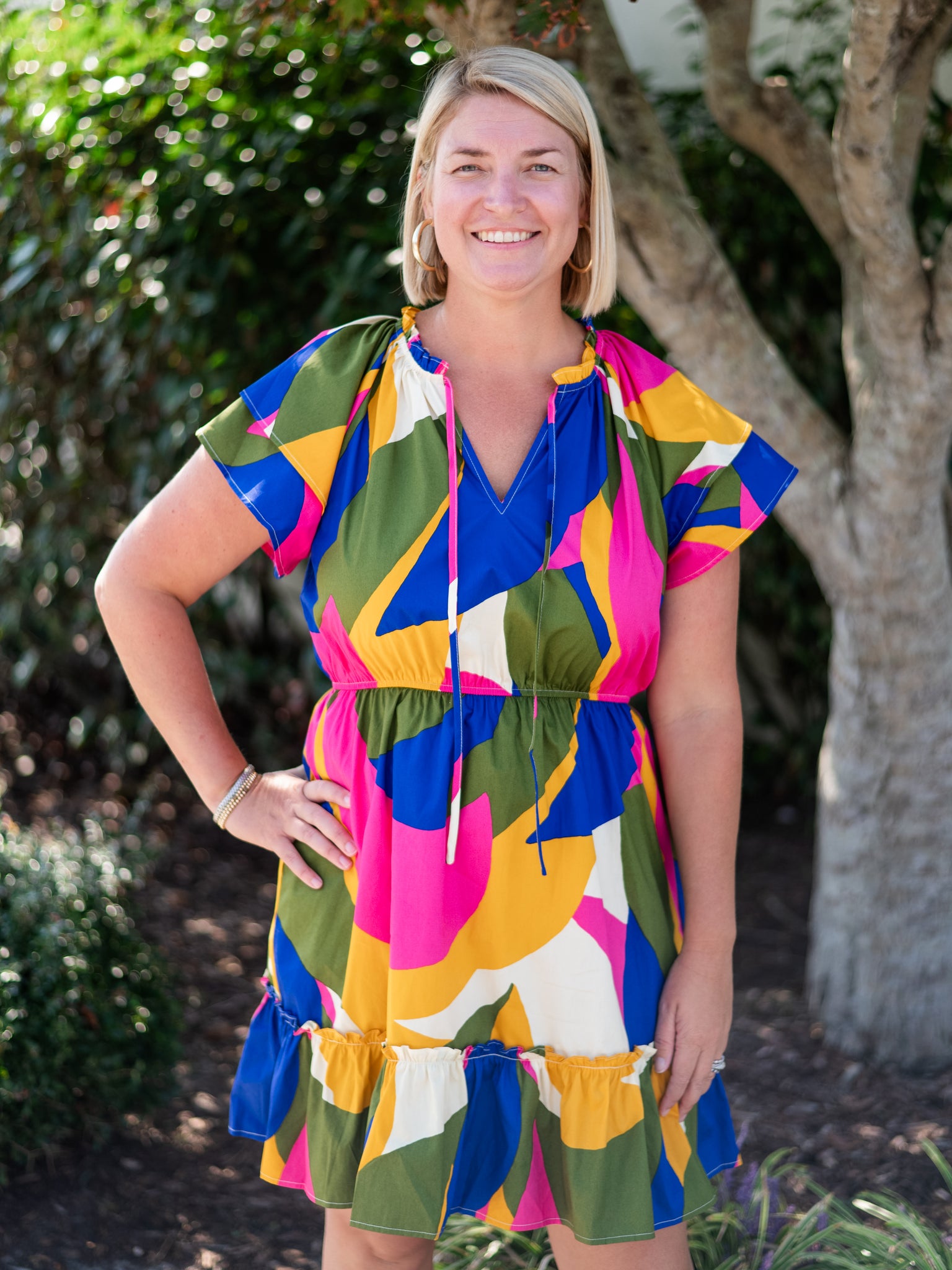 Riley Poplin Mini Dress Rio Abstract by Sugar Lips
