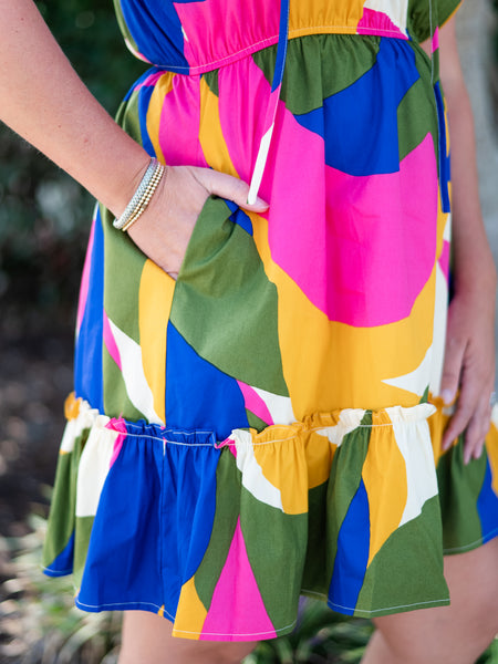 Riley Poplin Mini Dress Rio Abstract by Sugar Lips