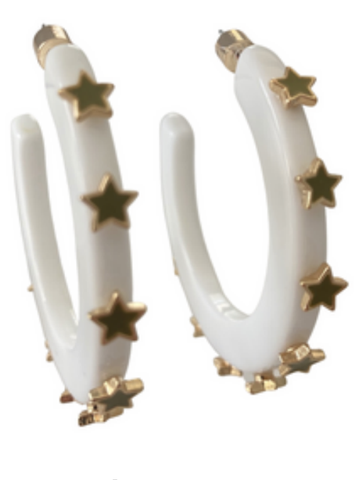 Starlight Jewel Hoop White Metallic Gold Large