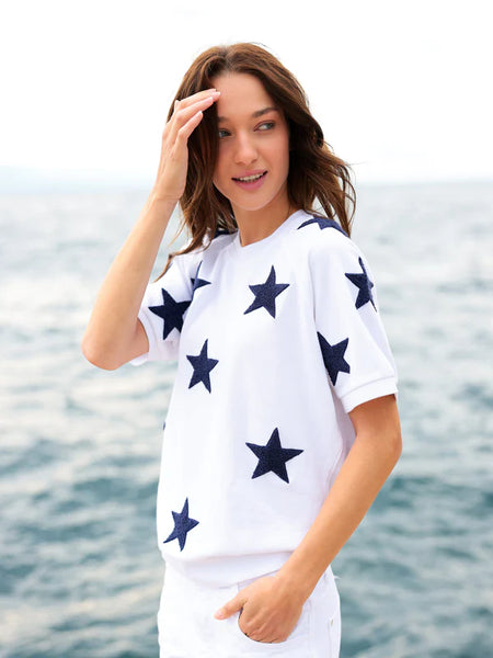 Stars Short Sleeve Sweatshirt by Shiraleah
