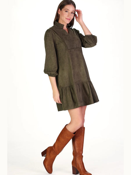 Suede Katie Dress Forest by Duffield Lane
