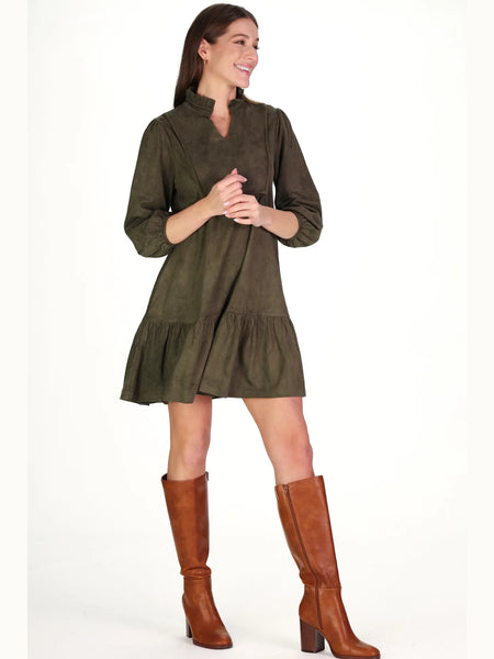 Suede Katie Dress Forest by Duffield Lane