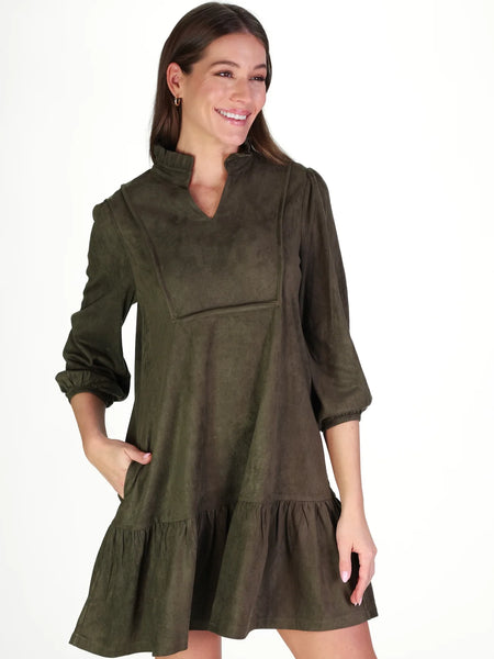 Suede Katie Dress Forest by Duffield Lane