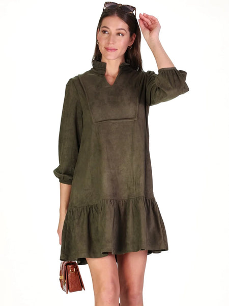 Suede Katie Dress Forest by Duffield Lane