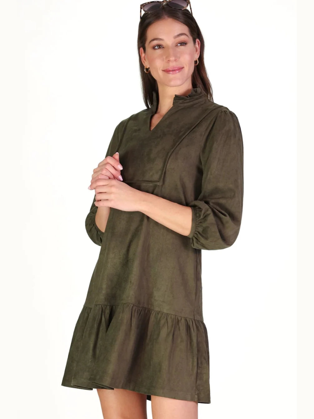 Suede Katie Dress Forest by Duffield Lane