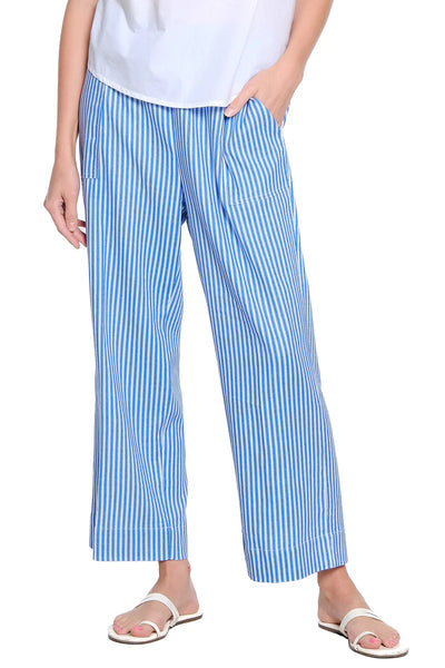 Pull On Stripe Wide Leg Pant Blue by Tru Luxe