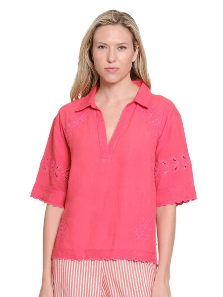 Cord Embroidery & Scallp Edge Pullover by Tru Luxe