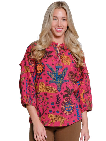 Tie Neck Print Top Multi by Tru Luxe
