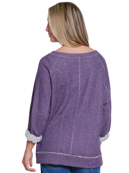 Raglan Sleeve Knit Top Dark Purple by Tru Luxe