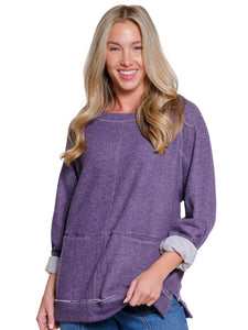 Raglan Sleeve Knit Top Dark Purple by Tru Luxe