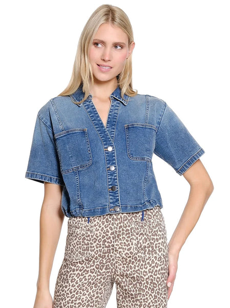 Button Front S/S Denim Top by Tru Luxe