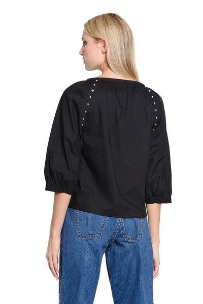 Raglan Sleeve Metal Nailhead Trim Top by Tru Luxe