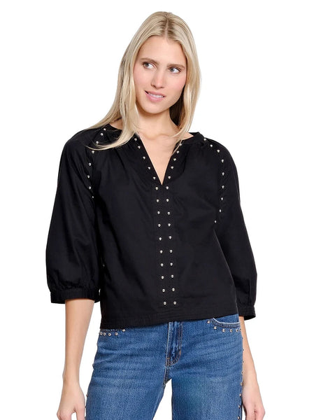 Raglan Sleeve Metal Nailhead Trim Top by Tru Luxe