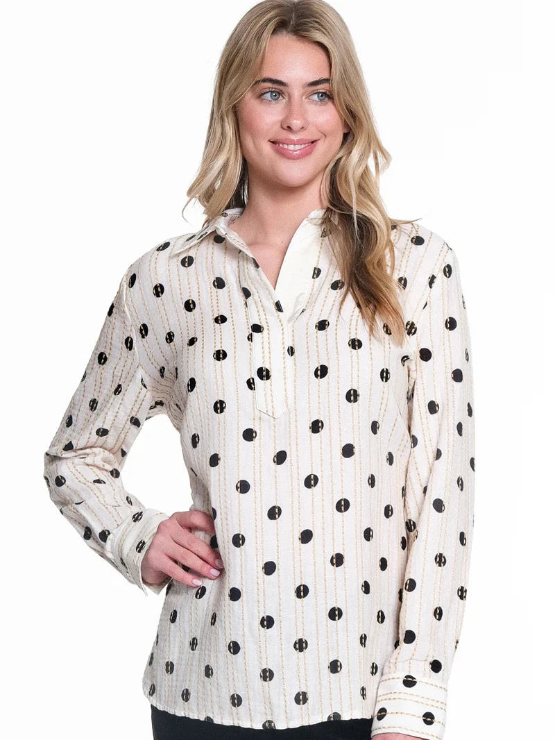 Allover Stitched Popover Polka Dots by Tru Luxe