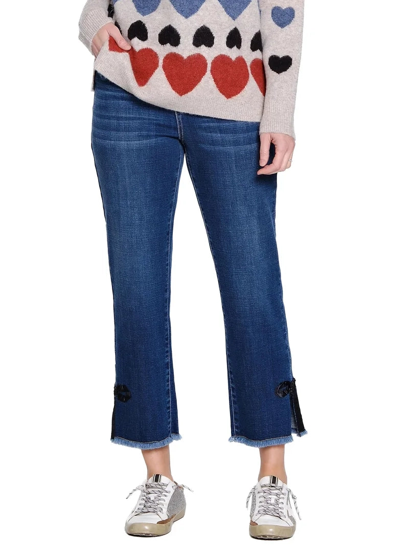 Straight Leg Jean with Bow Trim by Tru Luxe