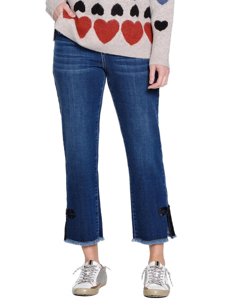 Straight Leg Jean with Bow Trim by Tru Luxe