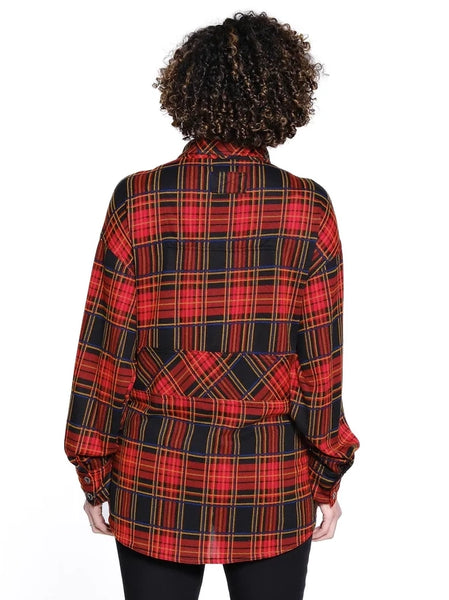 Half Zip Front Plaid Knit Shirt by Tru Luxe