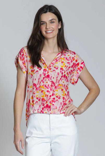 Printed Wrap Blouse Pink Safari by APNY