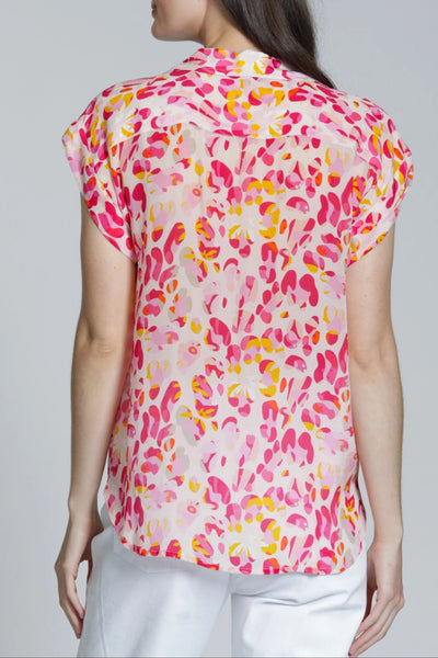 Printed Wrap Blouse Pink Safari by APNY