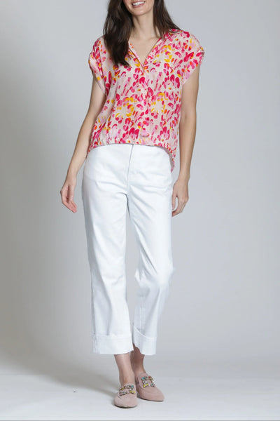 Printed Wrap Blouse Pink Safari by APNY