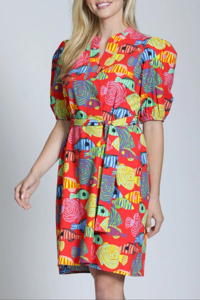 Tunic Dress w/ Puff Sleeve Splash Happy by APNY