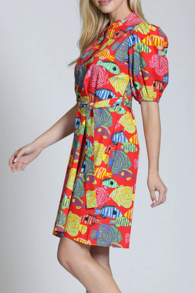 Tunic Dress w/ Puff Sleeve Splash Happy by APNY