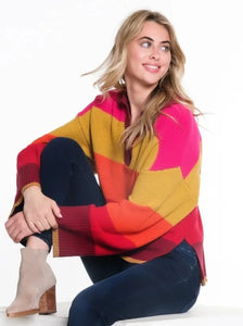 Striped Polo Collar Sweater by Tru Luxe