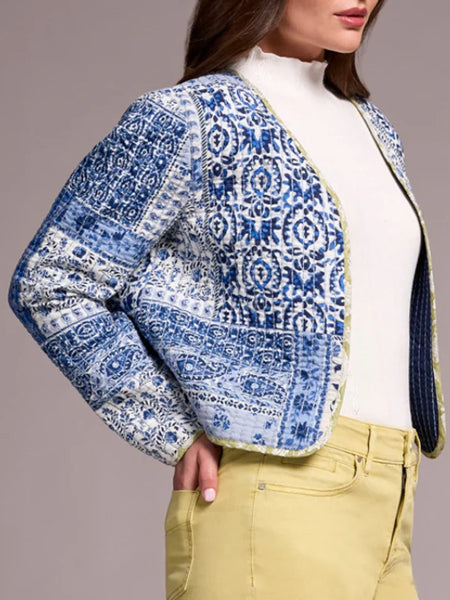 Quilted Cotton Patchwork Reversible Jacket Ultrablue by Tribal