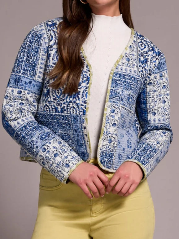 Quilted Cotton Patchwork Reversible Jacket Ultrablue by Tribal