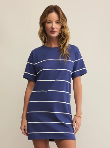 Sway Stripe Mini Dress Yacht Blue by Z Supply