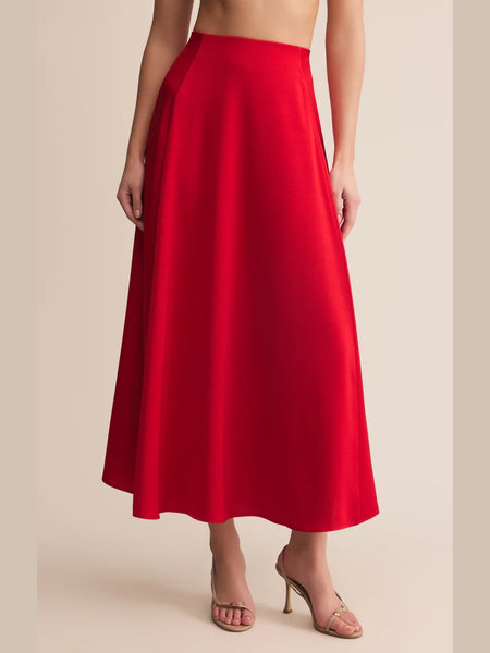 Northpointe Satin Midi Skirt Festive Red by Z Supply