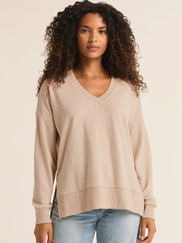 Modern V-Neck Weekender Oatmeal Heather by Z Supply