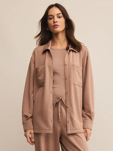 Layover Modal Fleece Button Up Desert Taupe by Z Supply