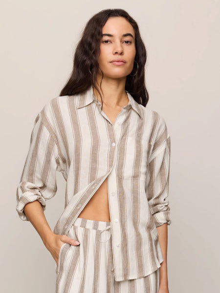 The Perfect Striped Button Up Light Toffee by Z Supply