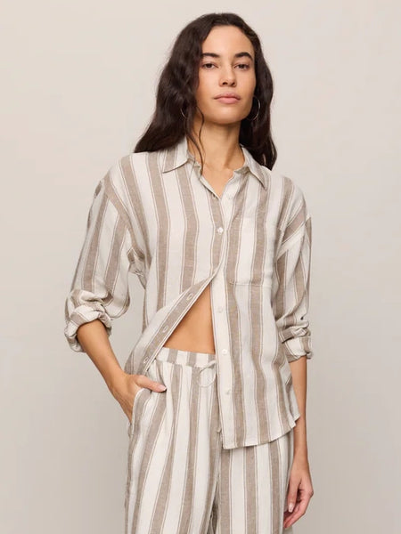 The Perfect Striped Button Up Light Toffee by Z Supply